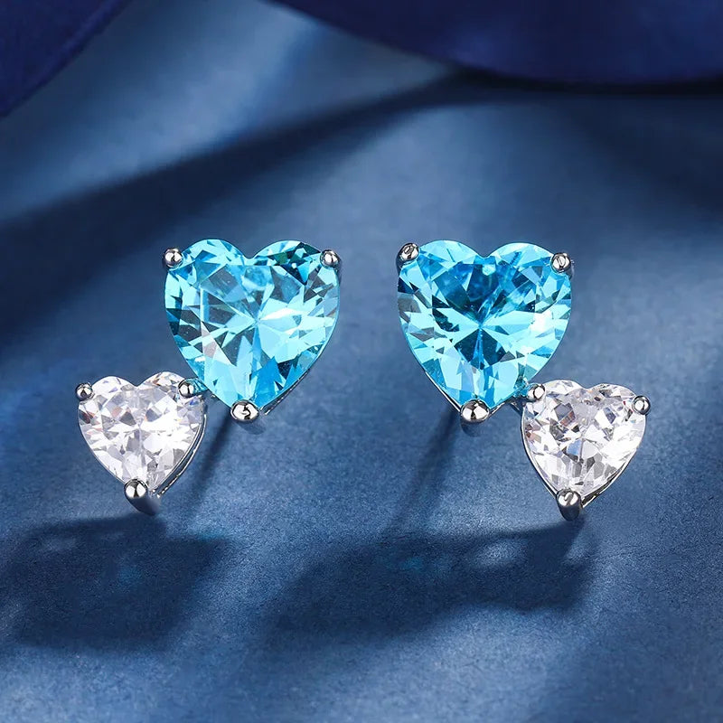 Sterling Silver Heart-shaped Pendant & Earrings Jewelry Set