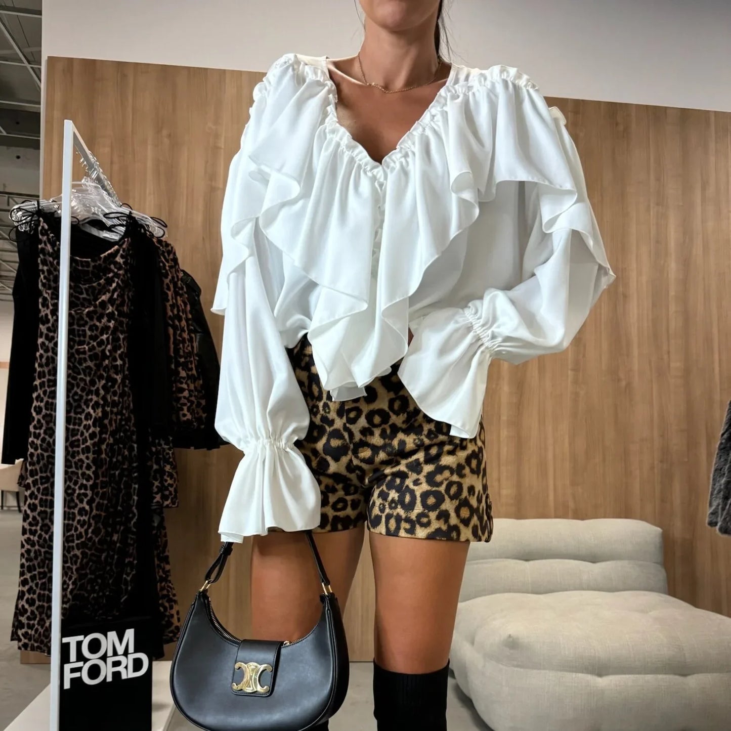 Bohemian  Ruffles Long Sleeves Oversize Shirts Tops