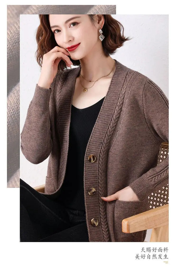 New Vintage  Button Cardigans Sweaters Coat with  Long Sleeve
