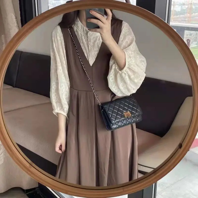 Leisure  French Vintage V-neck Strap Dresses