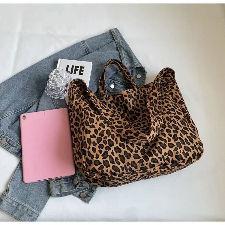 Versatile Casual Leopard Print Canvas Fashionable Crossbody Shoulder Bag