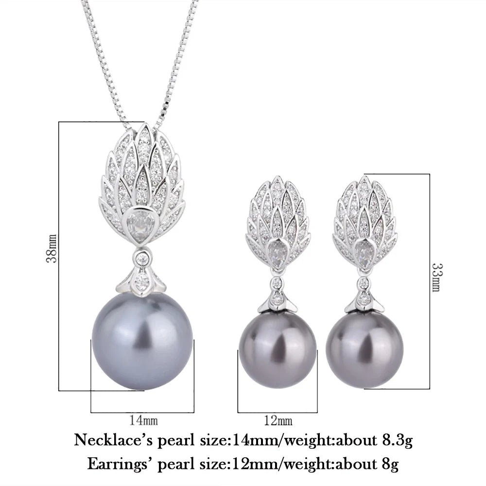 Unique Black Pearl Pendant, Necklace, Earring, Jewelry Set