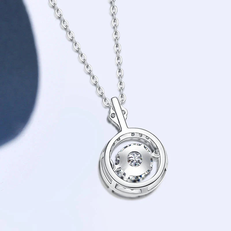 GRA Certified Moissanite Beating Heart Diamond Pendant, Necklace, Hoop Earrings Jewelry Set