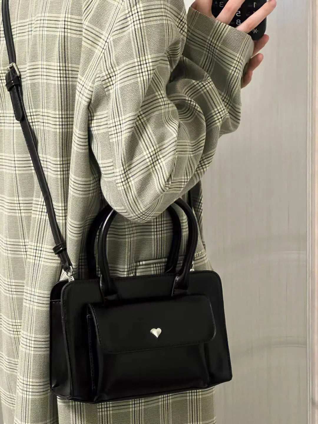 Black Versatile Elegant  Eco Leather Crossbody Bag