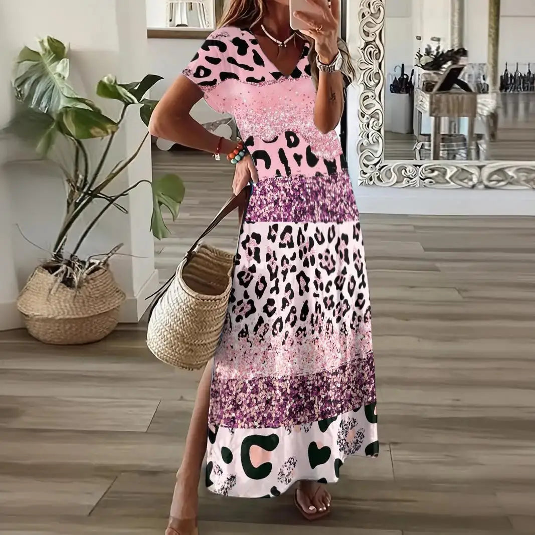 On the Go Short Sleeve Leopard Print Dress