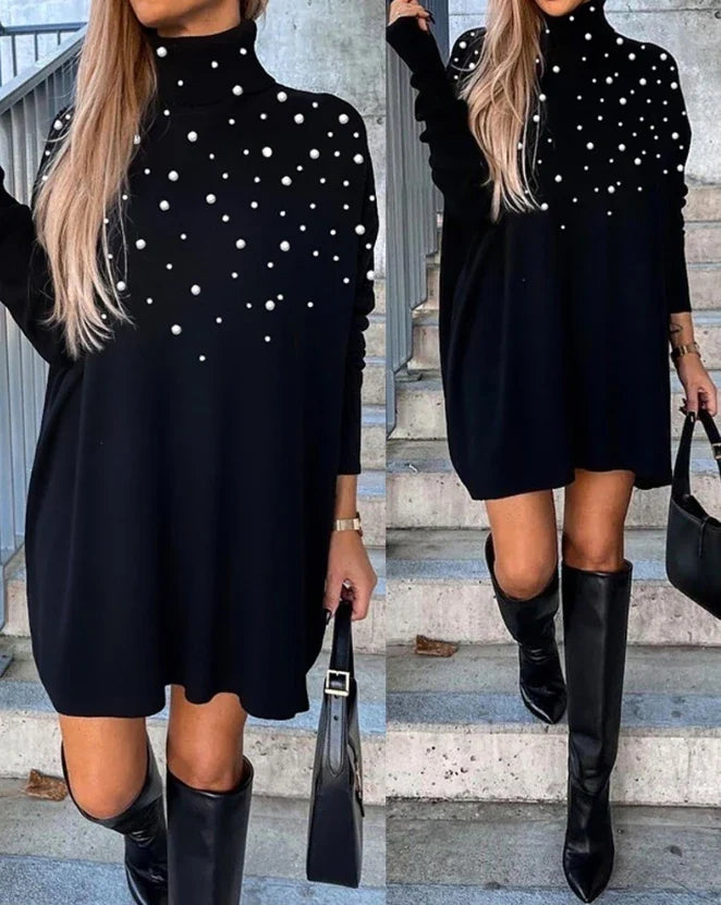 Sparkling Joy Pearl Embellished Mini Dress