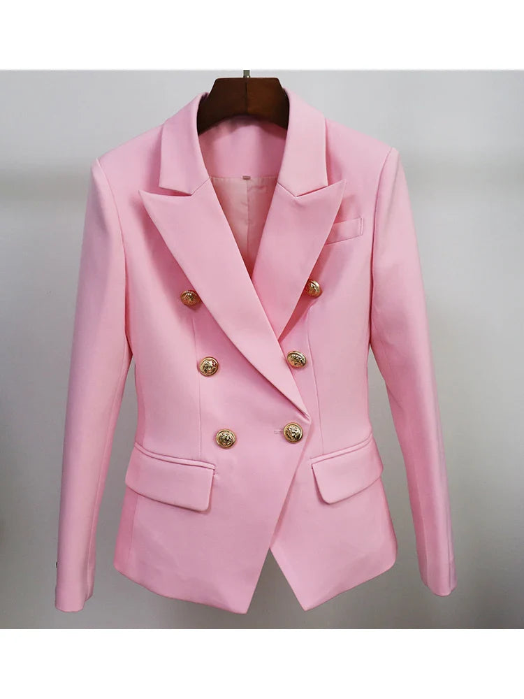 Designer Jacket-Blazer with Classic Slim Fitting Double Breasted & Lion Metal Buttons