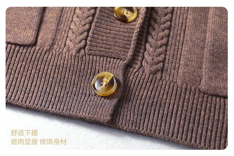 New Vintage  Button Cardigans Sweaters Coat with  Long Sleeve