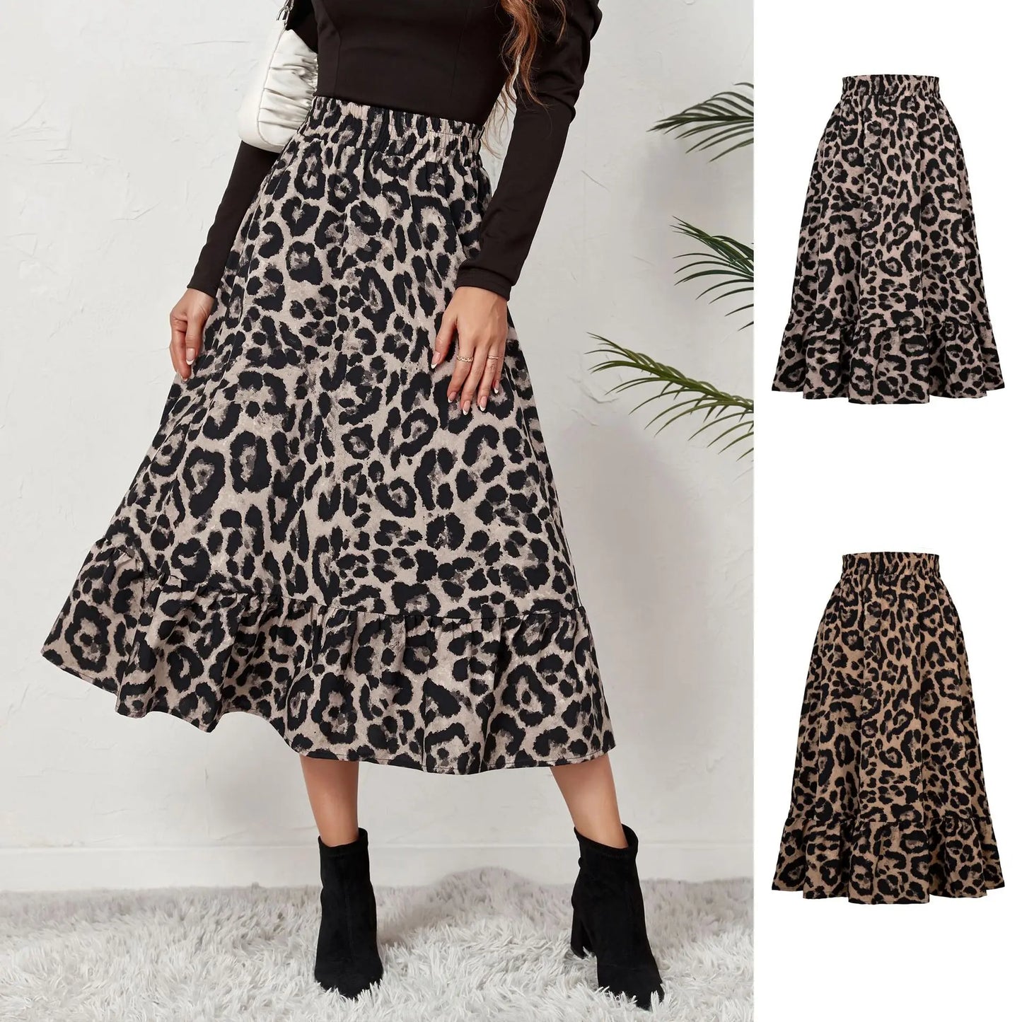 Wildy Poised High Waist Animal Print Skirt