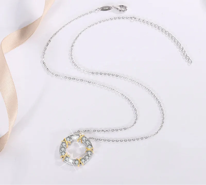 Dazzling Moissanite Two Tone Lab Diamond Jewelry Set