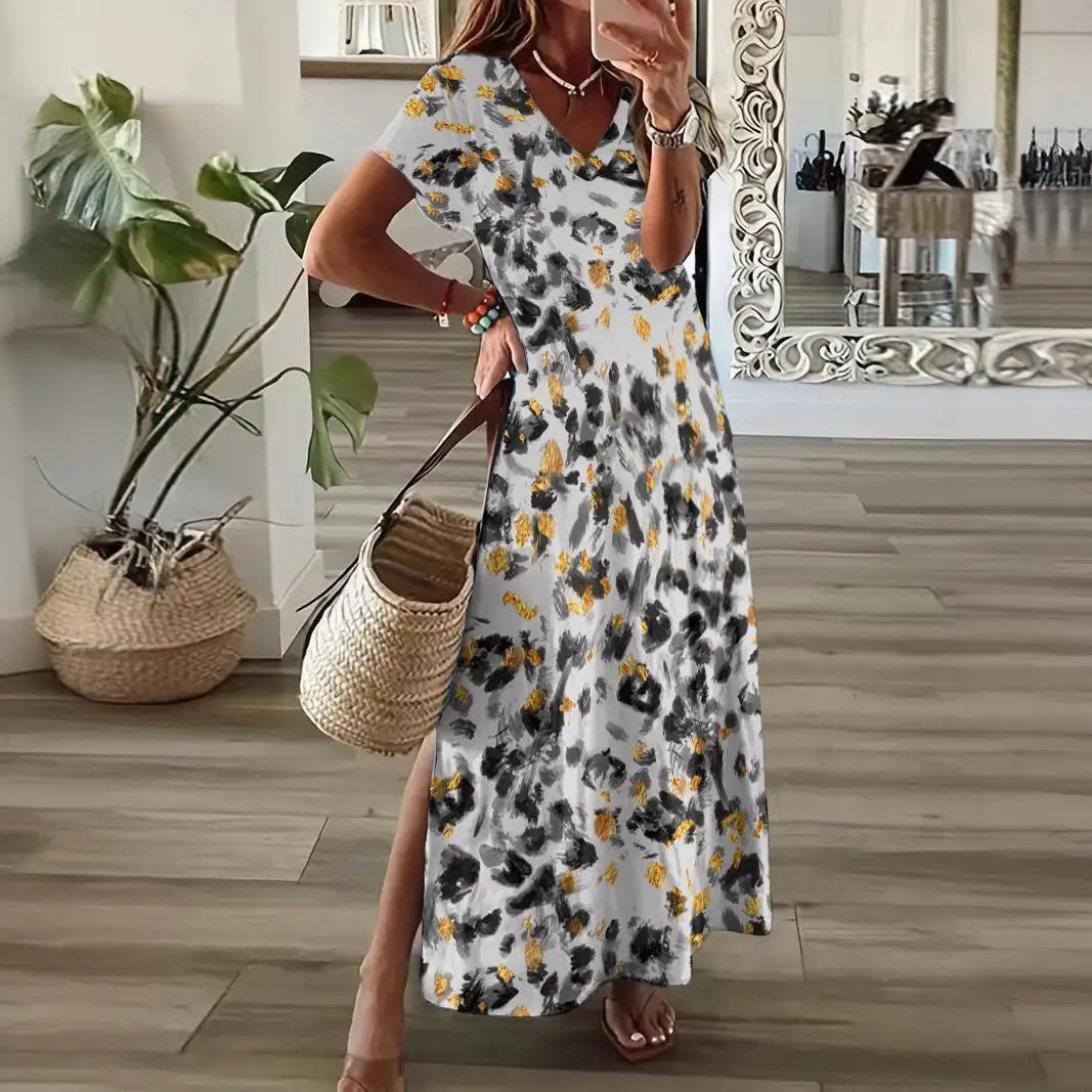 On the Go Short Sleeve Leopard Print Dress