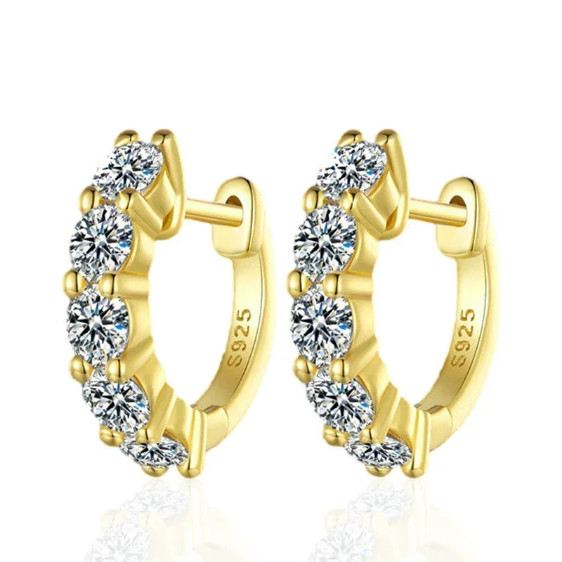 GRA Certified Elegant 3mm Moissanite Earrings 925 Sterling Silver or Gold Hoop Earrings.
