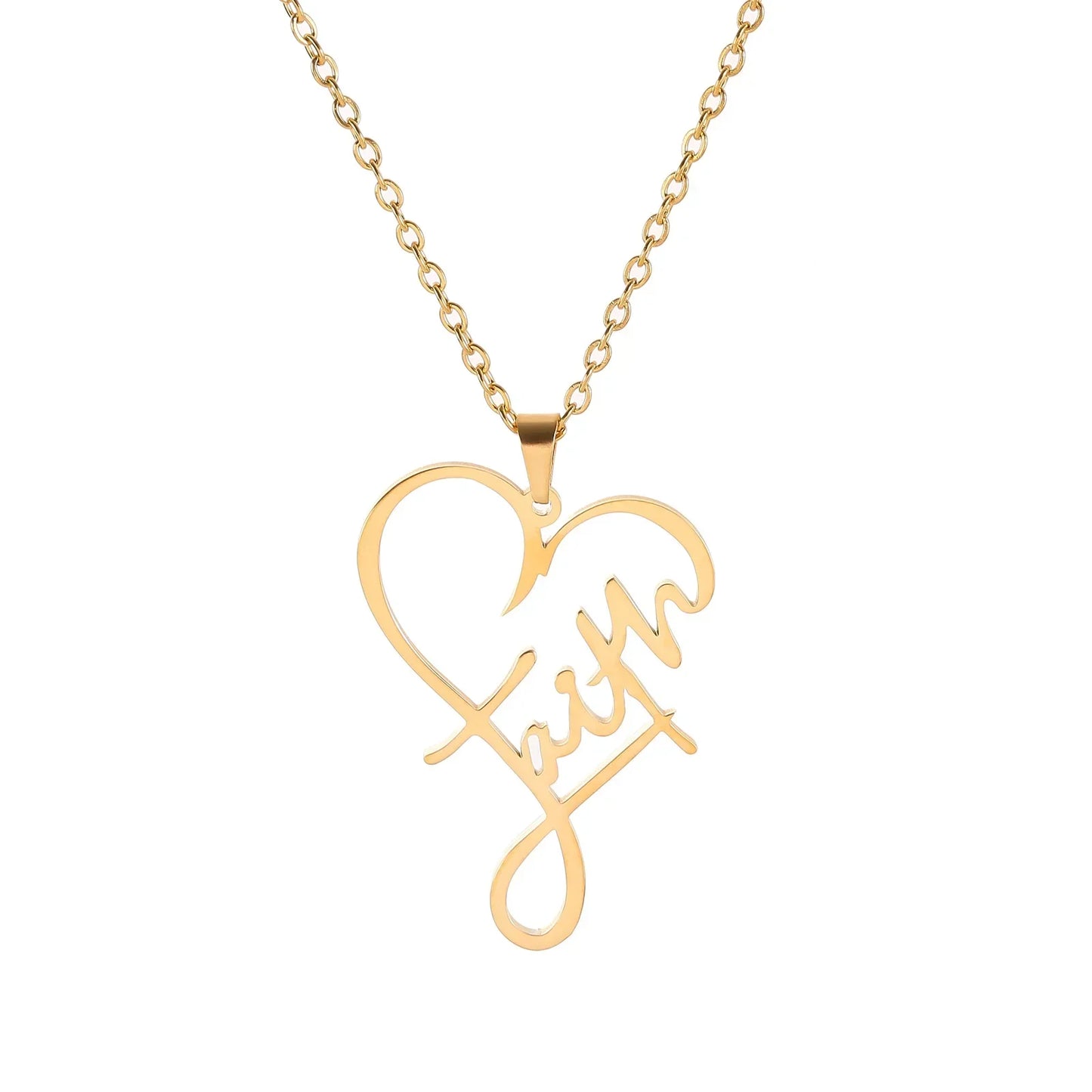 Religious Christian Faith Heart Necklace