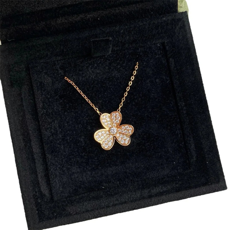 Shining CZ Clover Necklace