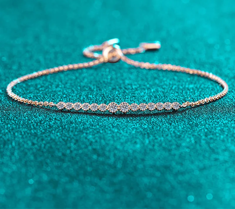 Radiant Moissanite Diamond Sterling Silver Bracelet Overlaid with 18k White Gold