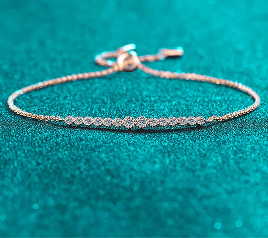 Radiant Moissanite Diamond Sterling Silver Bracelet Overlaid with 18k White Gold