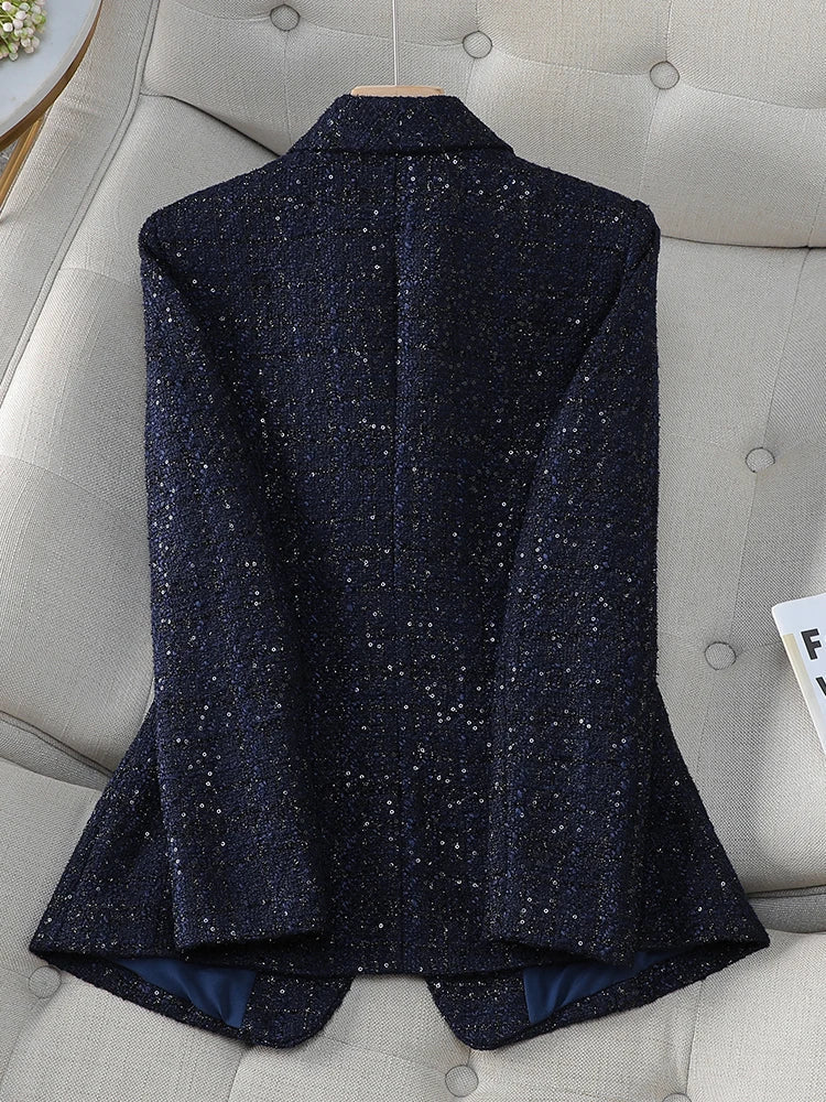 Sparkling Casual Blazer with Decoration Buttons