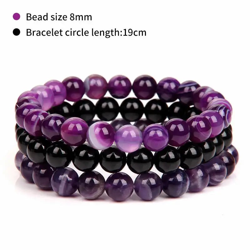 8mm Natural Stone Bracelets - 3 Piece Sets.