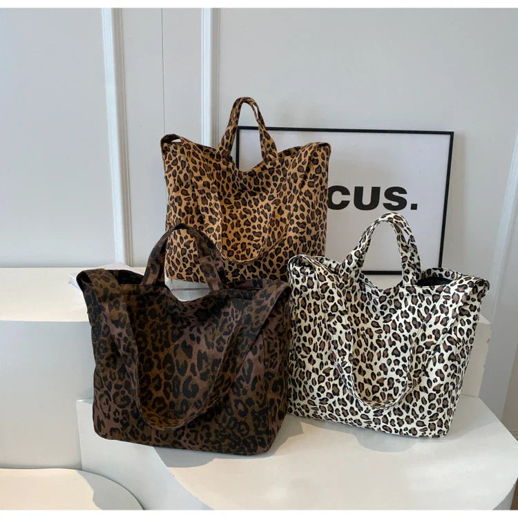 Versatile Casual Leopard Print Canvas Fashionable Crossbody Shoulder Bag