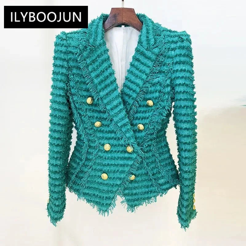 Good Day Thick  Woven Double-Breasted Blazer