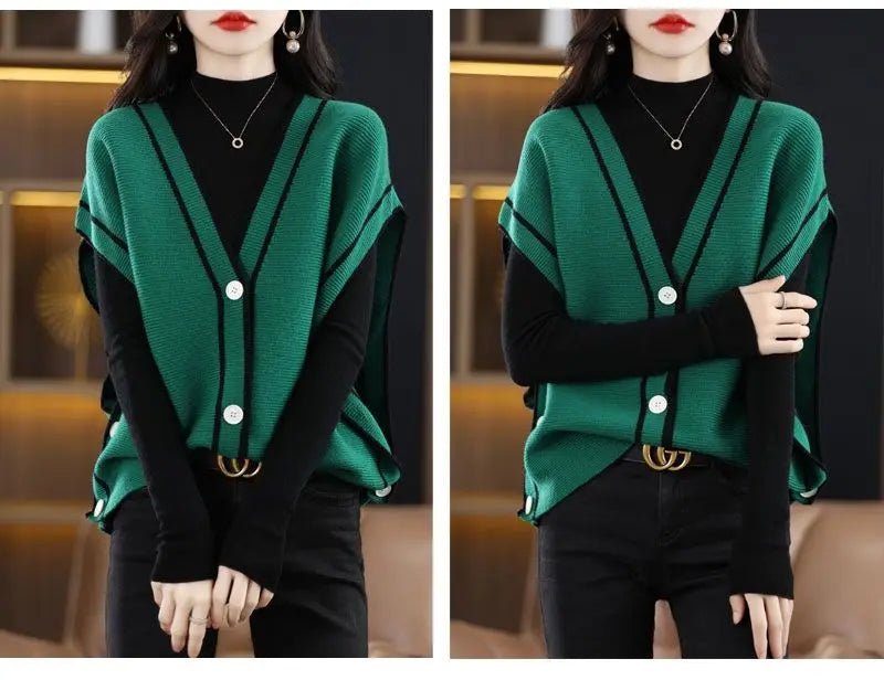 Versatile  V-neck Knitted Cardigan Vest