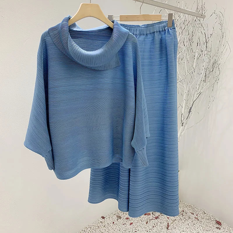 Perfected Charm Batwing Sleeve Top and Wide Leg Trousers Matching Set