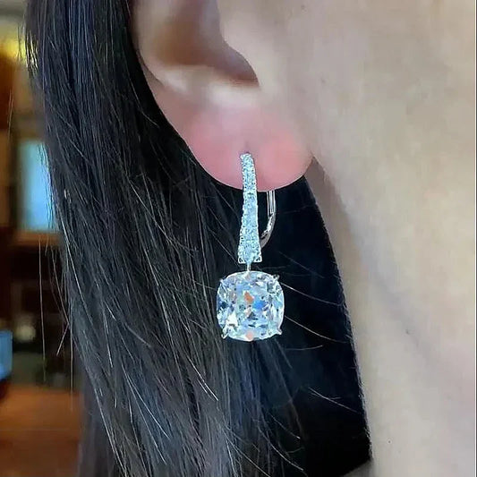 Silver CZ Dangle Earrings