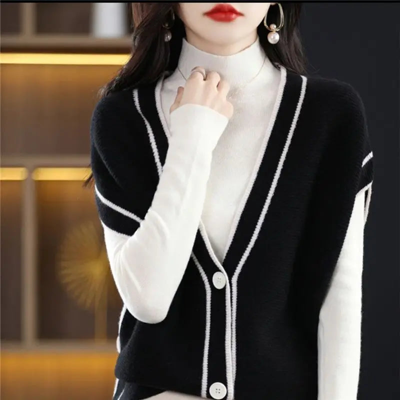 Versatile  V-neck Knitted Cardigan Vest