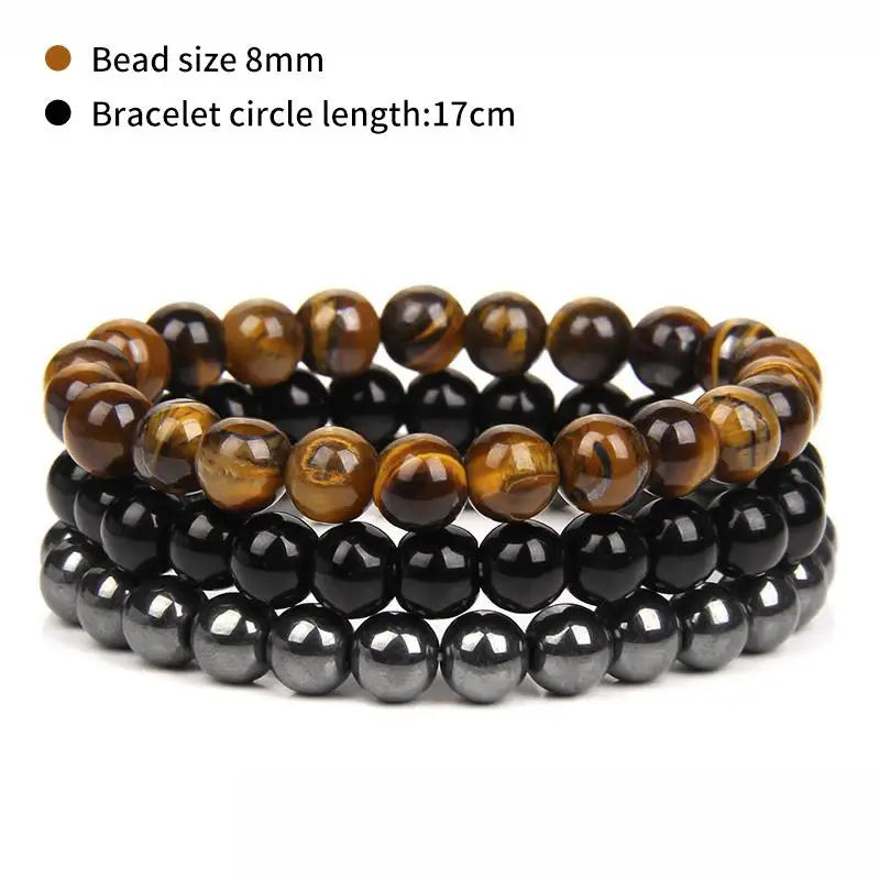 8mm Natural Stone Bracelets - 3 Piece Sets.