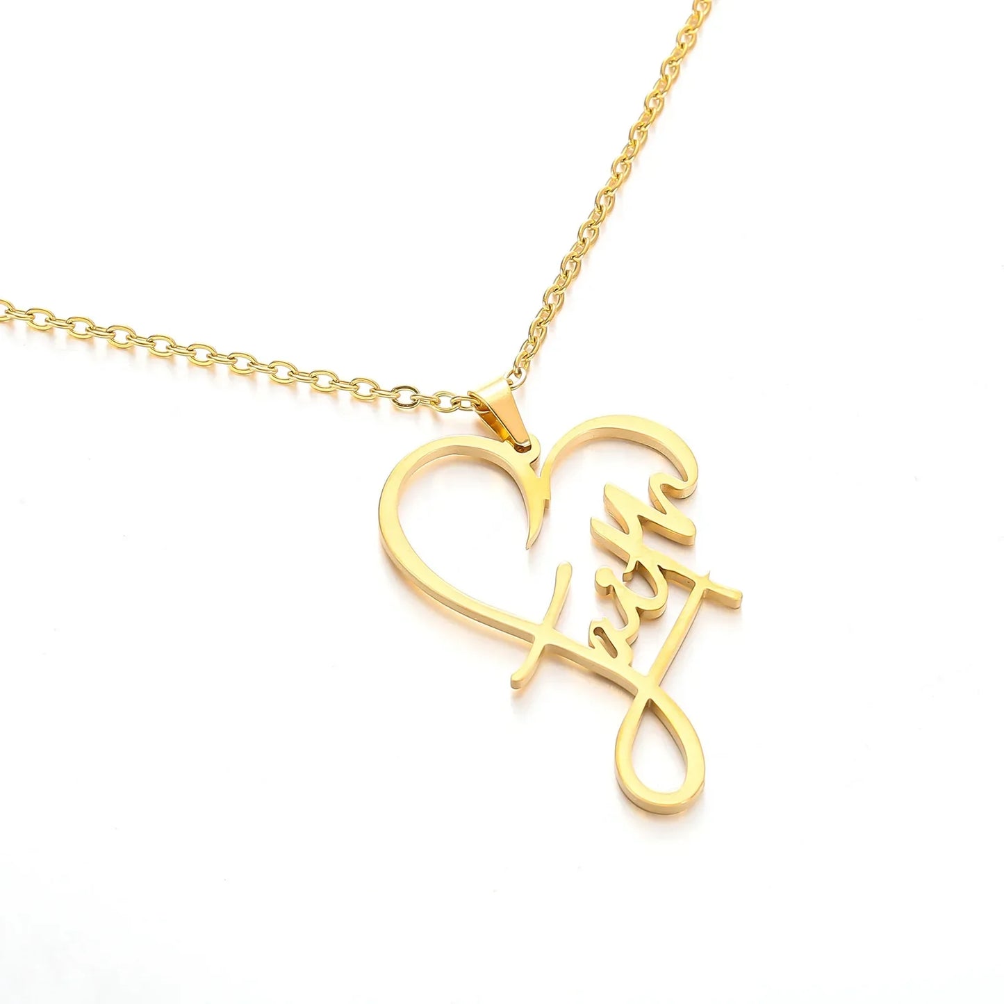 Religious Christian Faith Heart Necklace