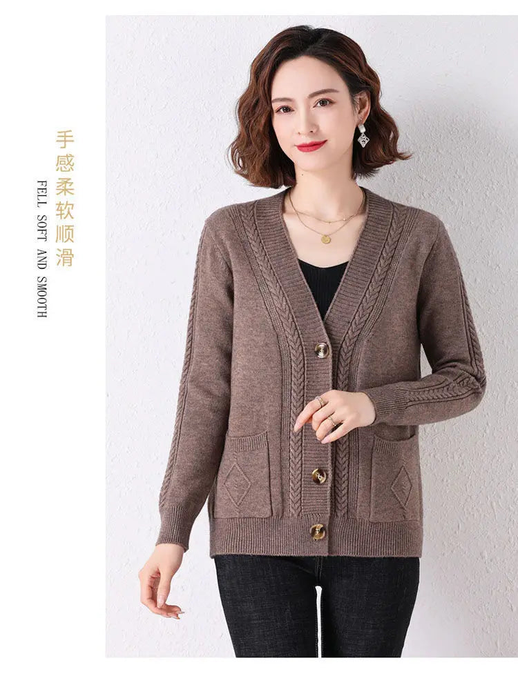 New Vintage  Button Cardigans Sweaters Coat with  Long Sleeve