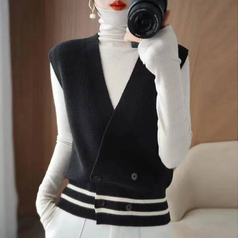 Classic Knitted Cardigan Vest  Sleeveless Sweater