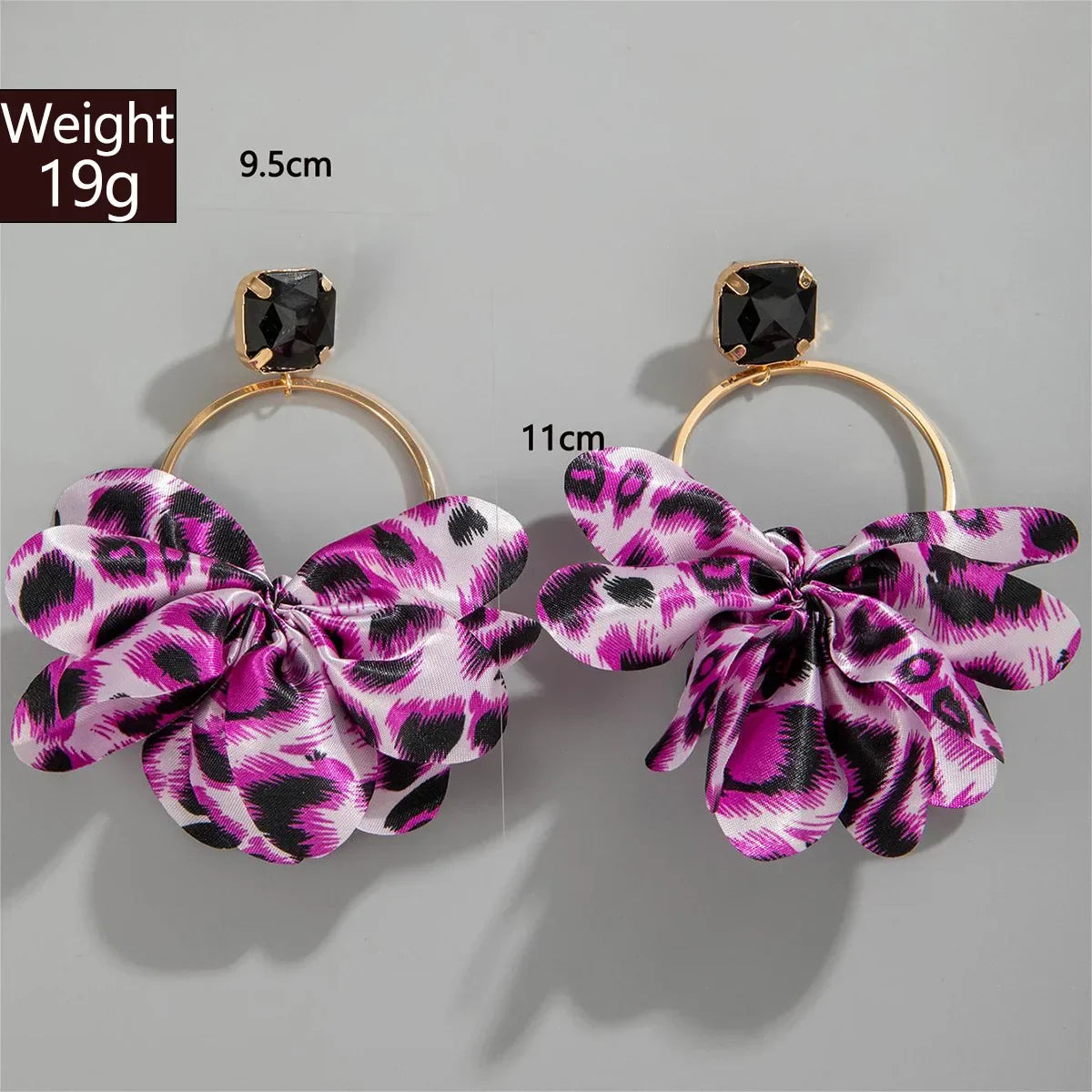 Leopard Print Fabric Art Drop Earrings