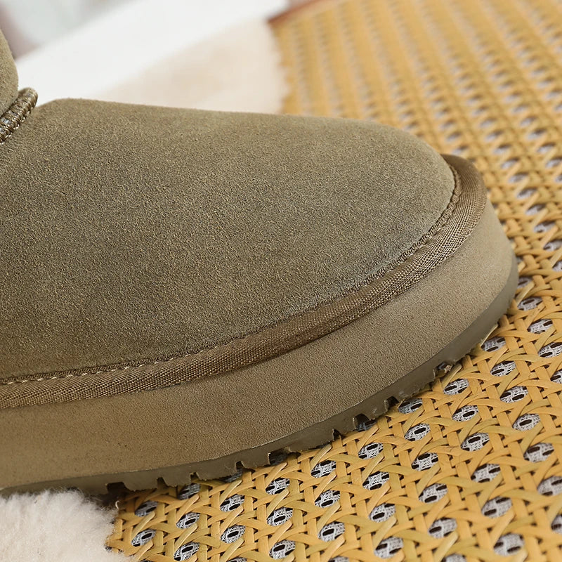 Faux Wool Plush Warm Winter Side Zip Snow Boots