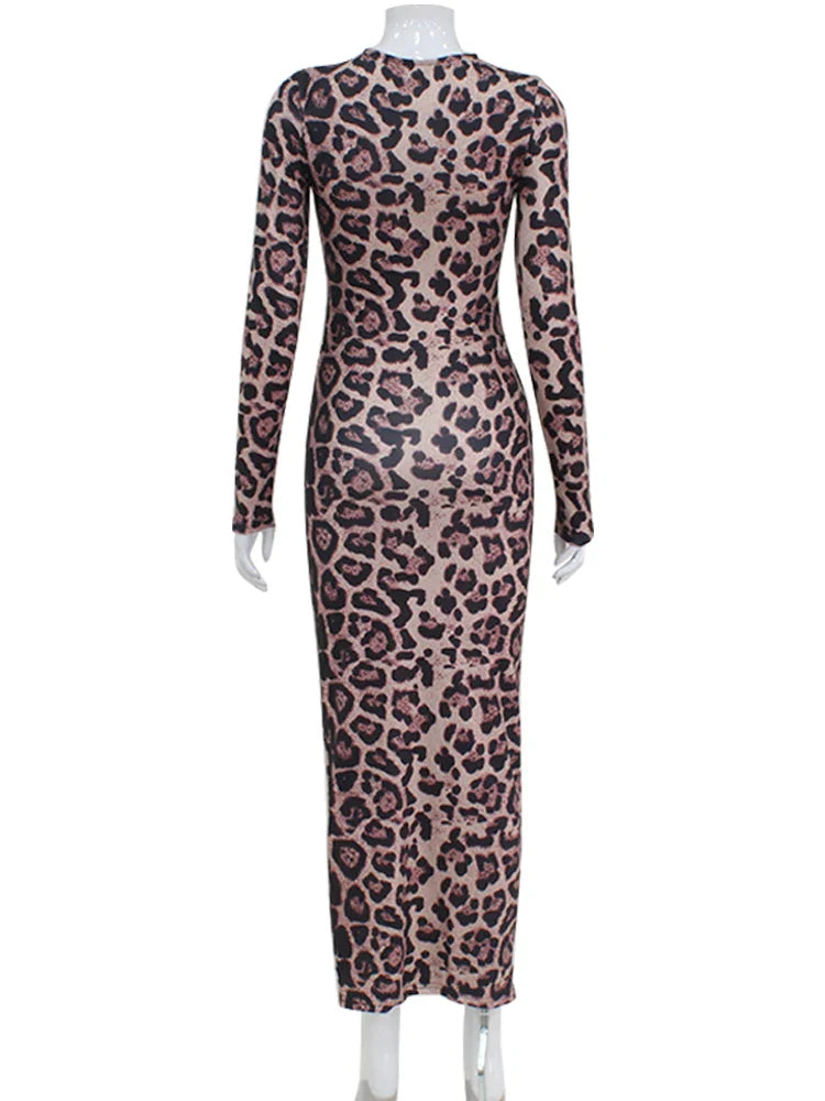 Dressed Well Leopard Print Bodycon Maxi Dress