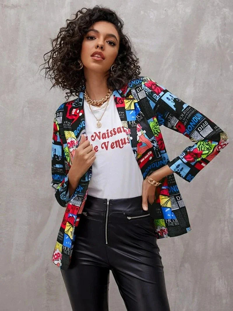 Good News Newspaper Print Blazer