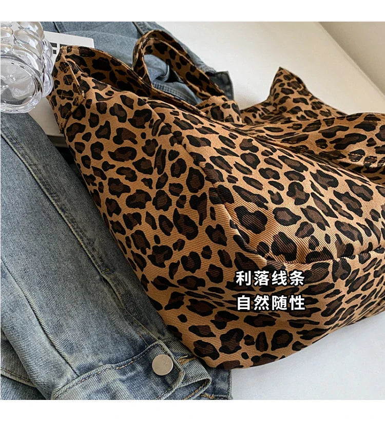 Versatile Casual Leopard Print Canvas Fashionable Crossbody Shoulder Bag