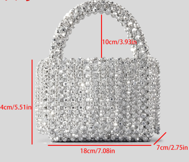 Sparkling Silver Bucket Tassel Handbag Handmade Chic - 2 Sizes