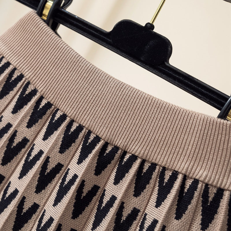 Stay Comfy Printed Knitted Midi Skirt