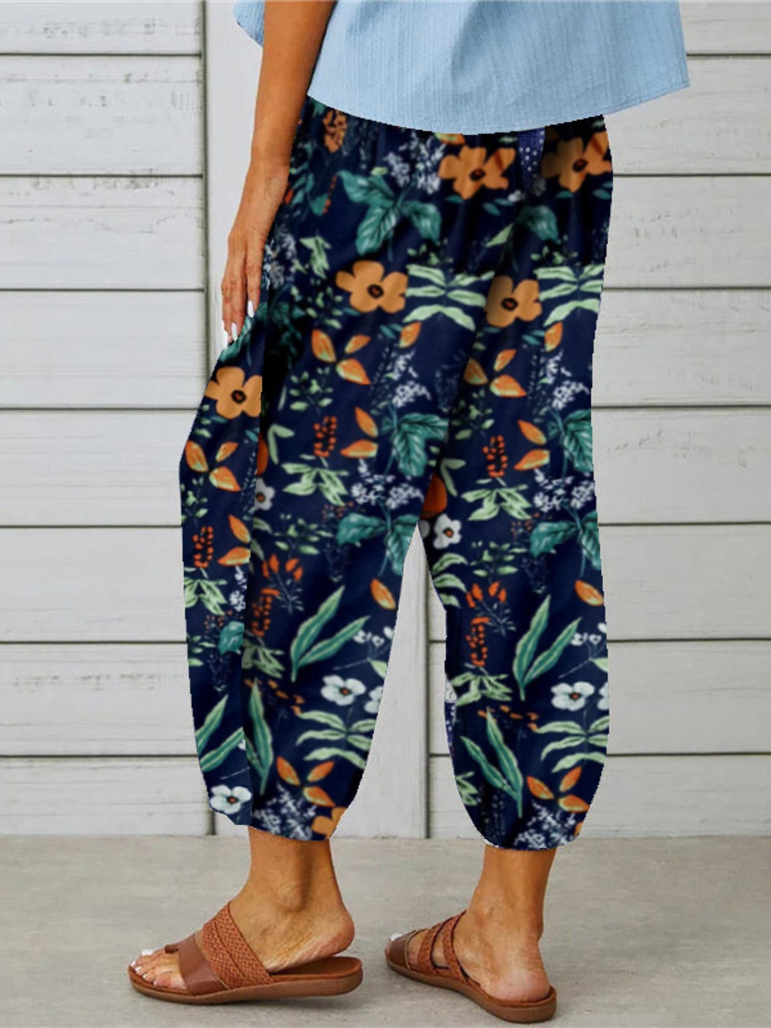 Bohemian Printed Tied Cropped Capris Pants