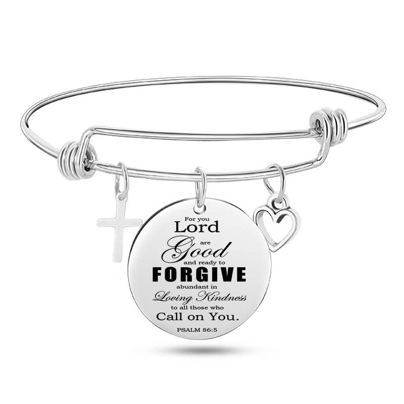 Bible Scripture Stainless Steel Bangle Bracelet