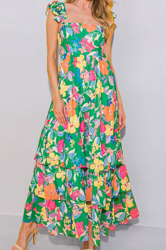 Tiered Ruffled Printed Sleeveless Sundress