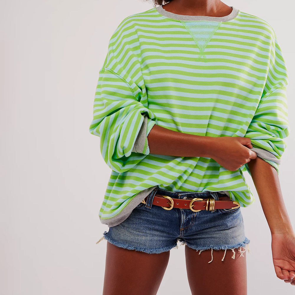 Multicolor  Fashion Striped Loose Sweater Top