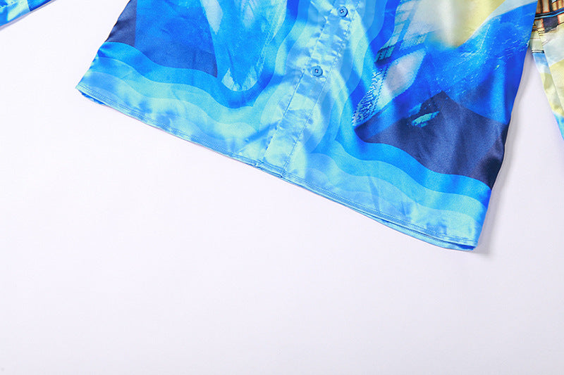 Silk Abstract  Printing Shirt