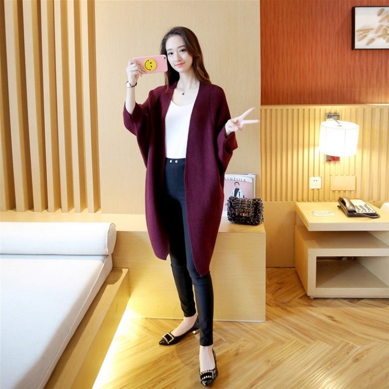 Dreamy Korean Loose Bat Sleeve Long Cardigan