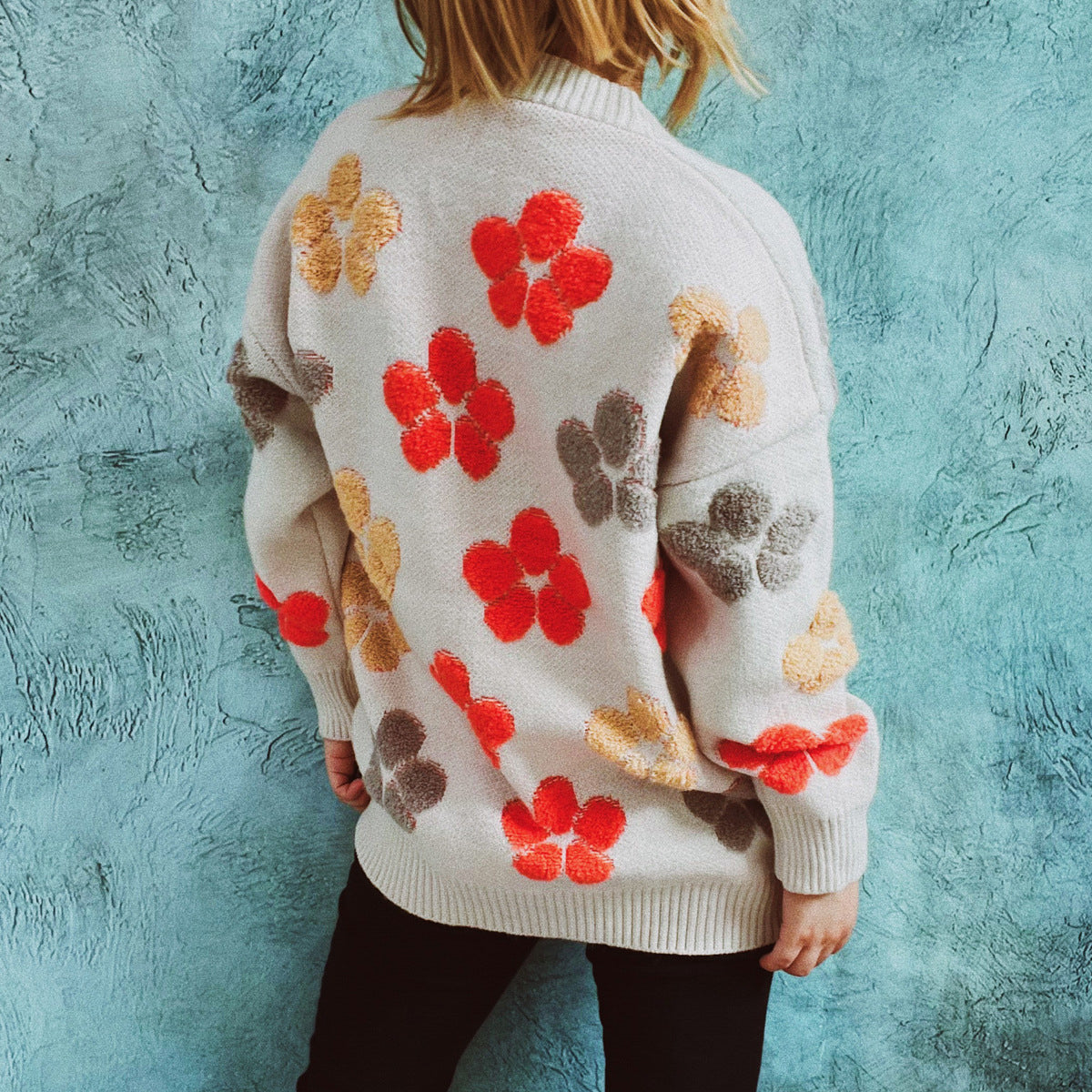 Best Days Flower Button-Front Knit Cardigan