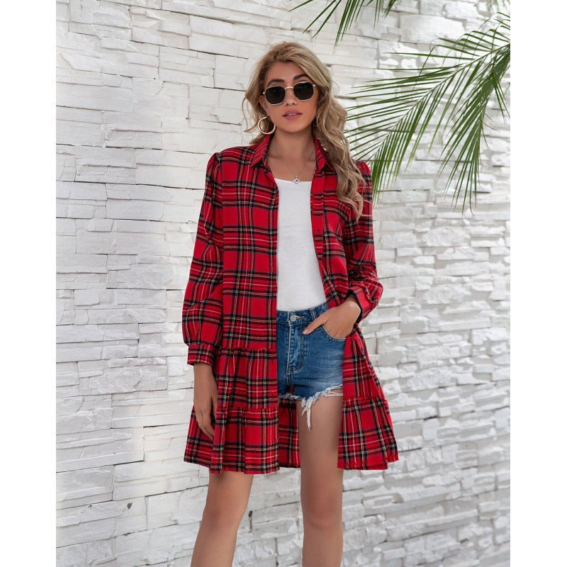 Plaid Shirt Long Sleeve Dress