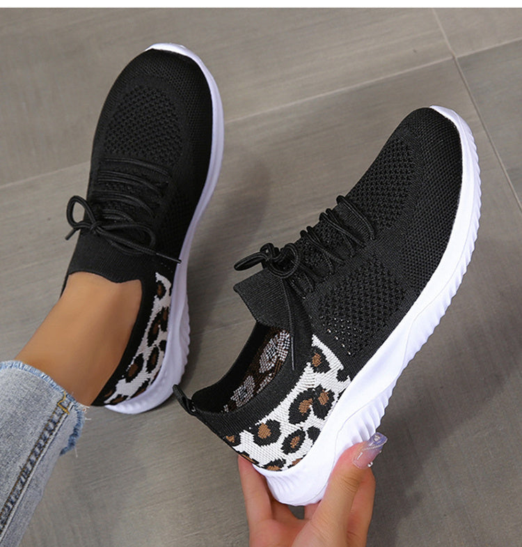 Leopard Print Lace-up Fashion Sneakers