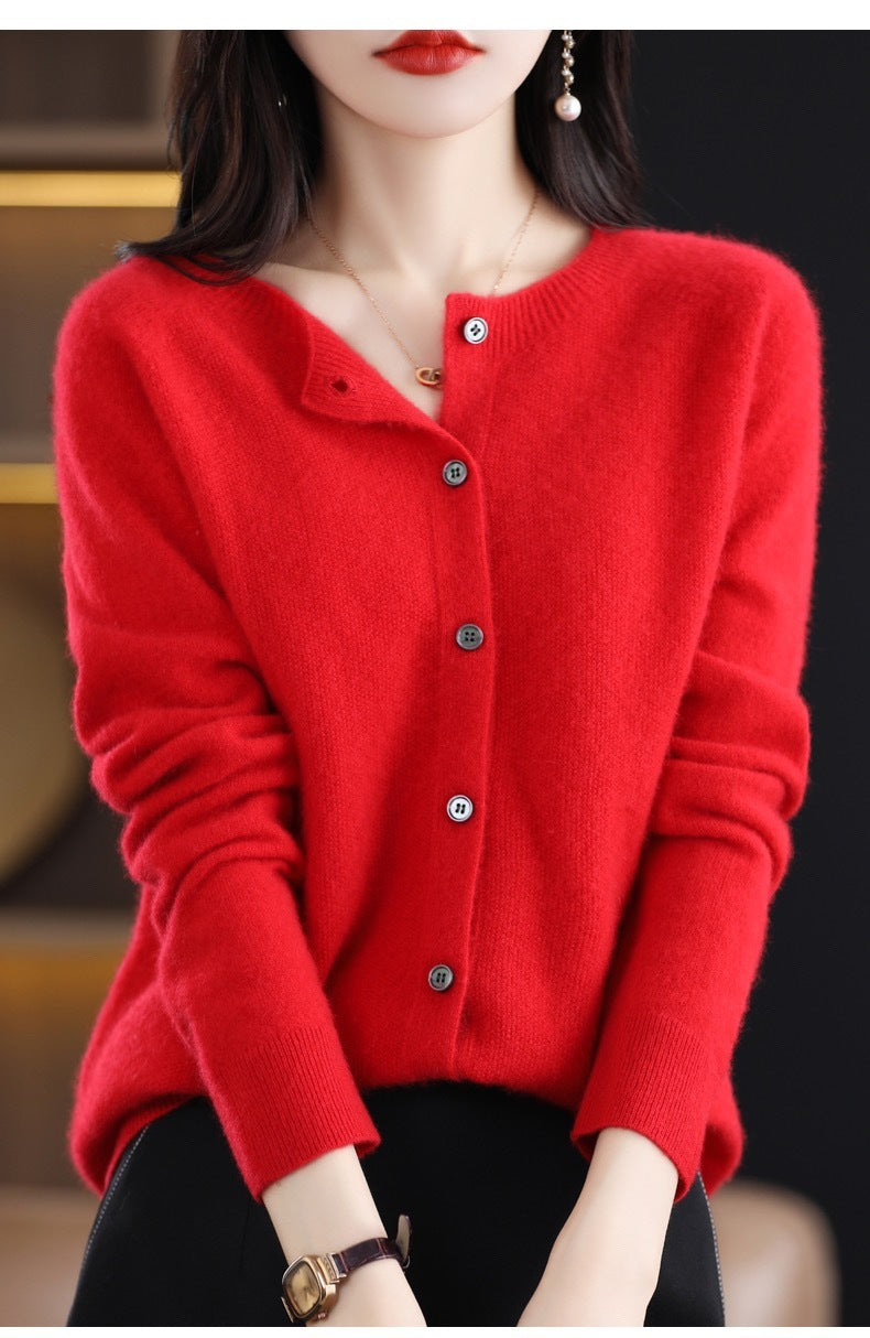 Cashmere Cardigan Sweater with Long-sleeve