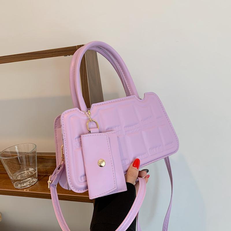 Candy Color Shoulder Bag With Small Wallet - 2 Piece Matching Set.